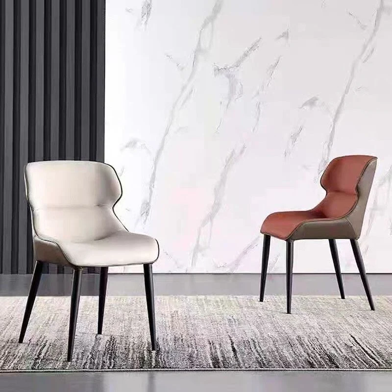 Contemporary Style Leer Dining Side Chairs Wingback Arm Chairs (Set 4) Gray