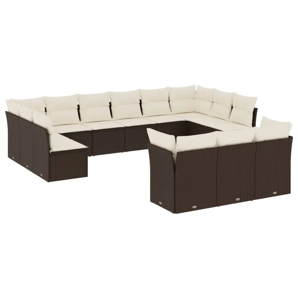 Design 13-delige Loungeset met kussens poly rattan bruin