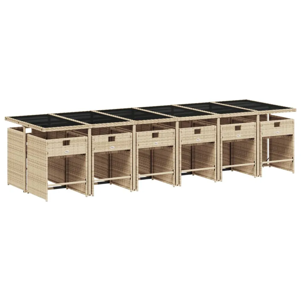 Design 13-delige Tuinset met kussens poly rattan gemengd ecru