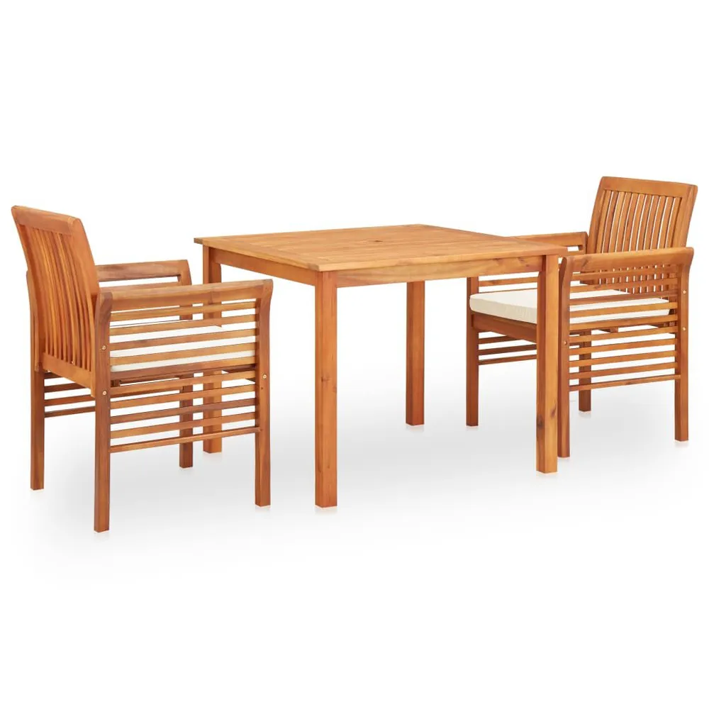 Design 3-delige Tuinset met kussens massief acaciahout