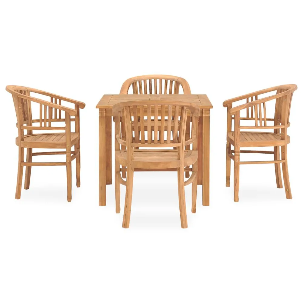 Design 5-delige Tuinset massief teakhout