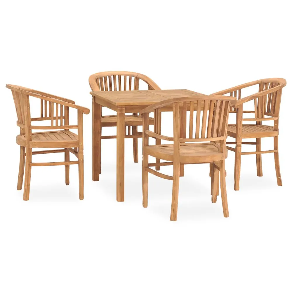 Design 5-delige Tuinset massief teakhout