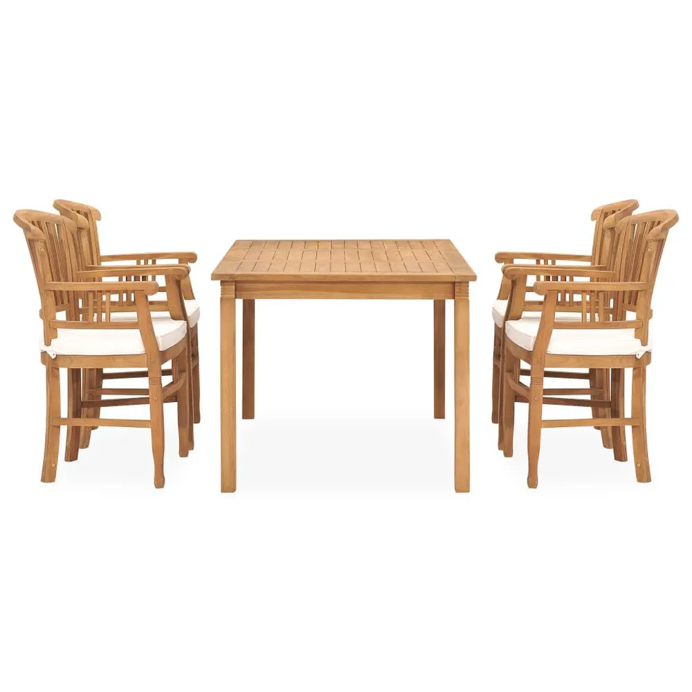 Design 5-delige Tuinset met kussens massief teakhout
