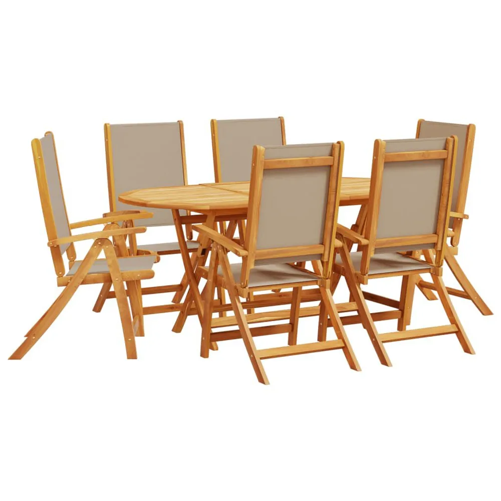 Design 7-delige Tuinset massief acaciahout en textileen