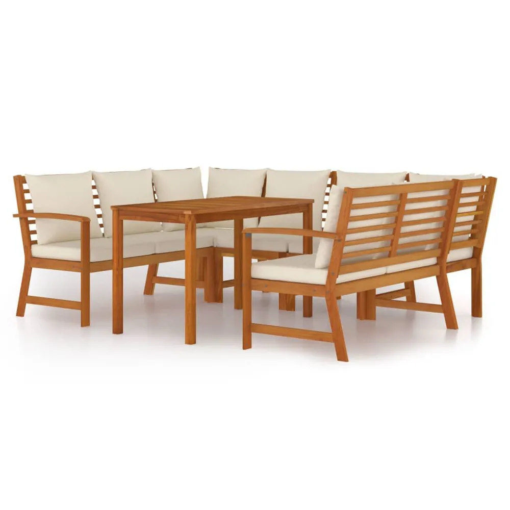 Design 7-delige Tuinset met kussens massief acaciahout