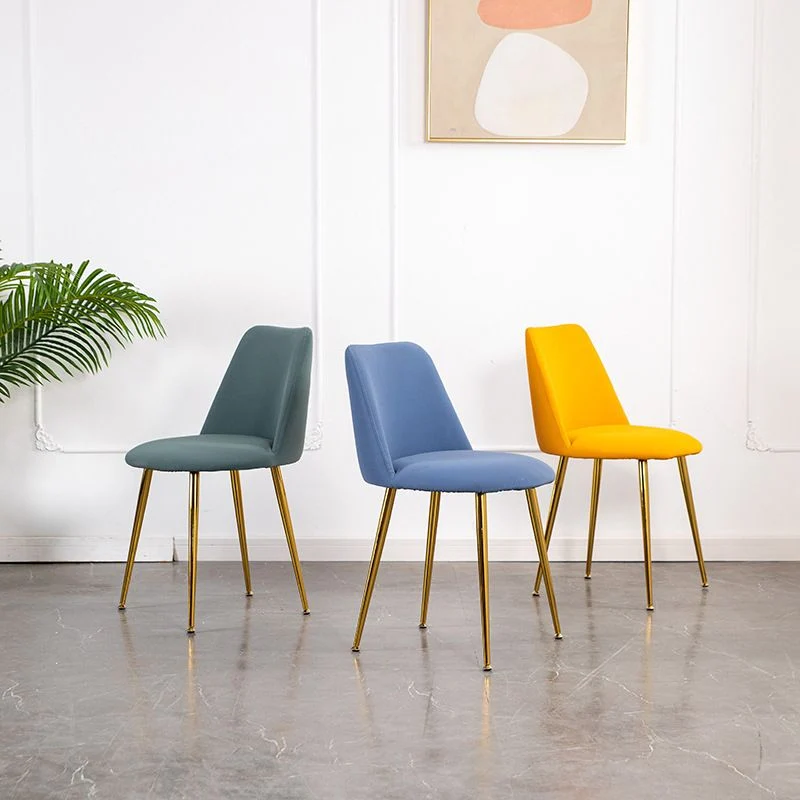 Design Scandinavian Glam Style Metaal Solid Back Side Chair Colorful Chair Sets Brown