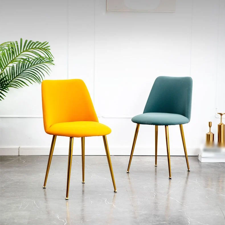 Design Scandinavian Glam Style Metaal Solid Back Side Chair Colorful Chair Sets Brown