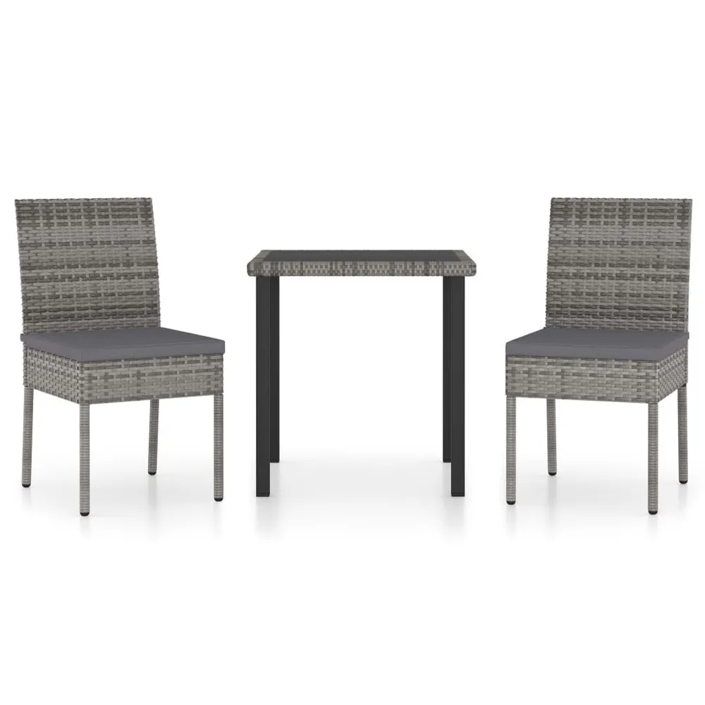 Houten Tuin 3-delige Tuinset poly rattan grijs