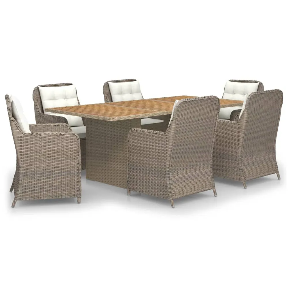 Houten Tuin 7-delige Tuinset poly rattan bruin