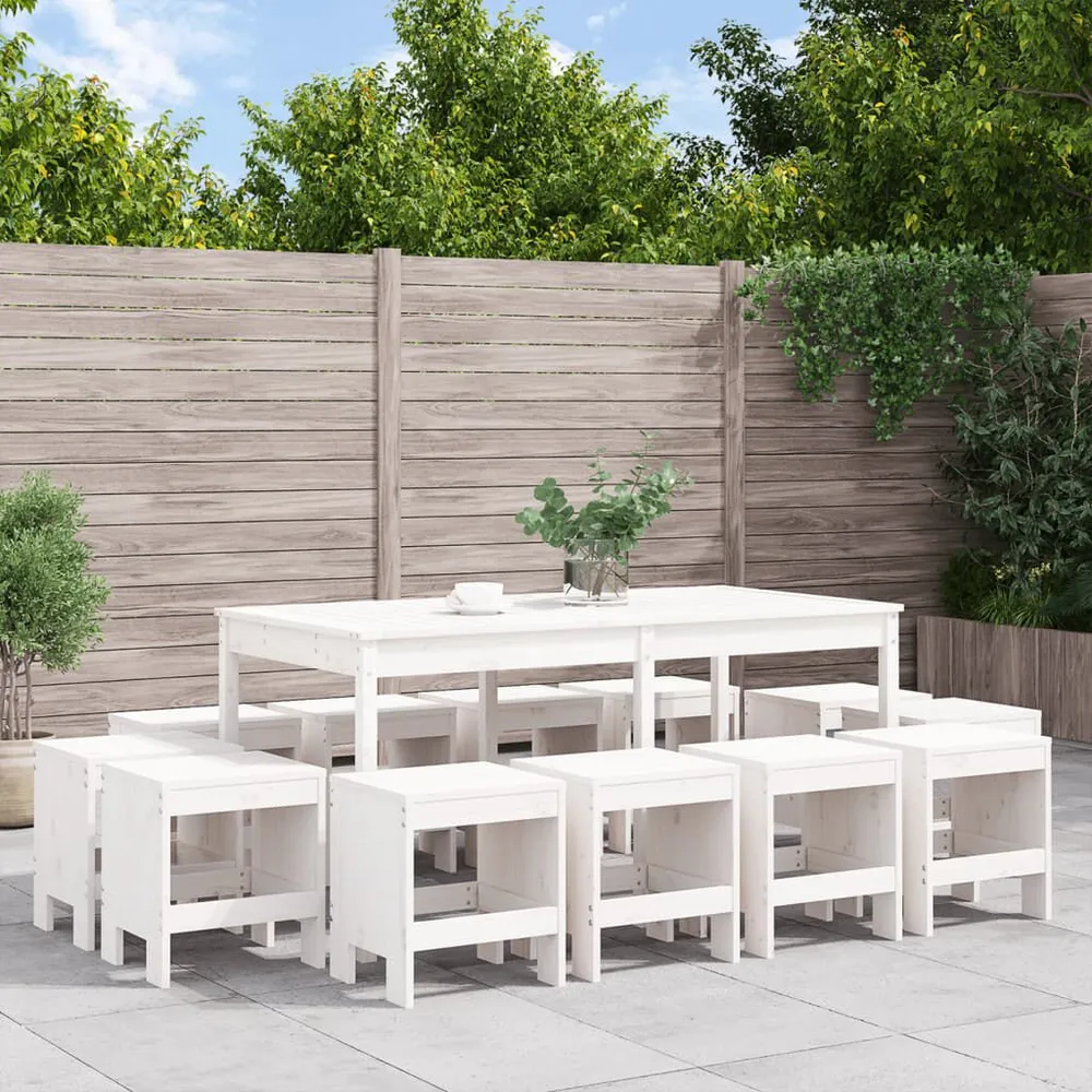 Klap- 13-delige Tuinset massief grenenhout wit