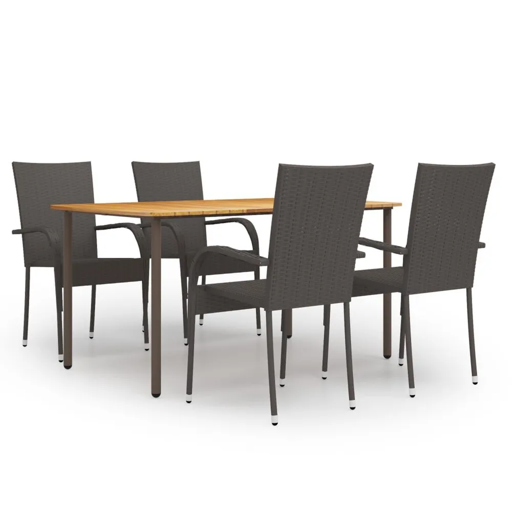Klap- 5-delige Tuinset poly rattan bruin