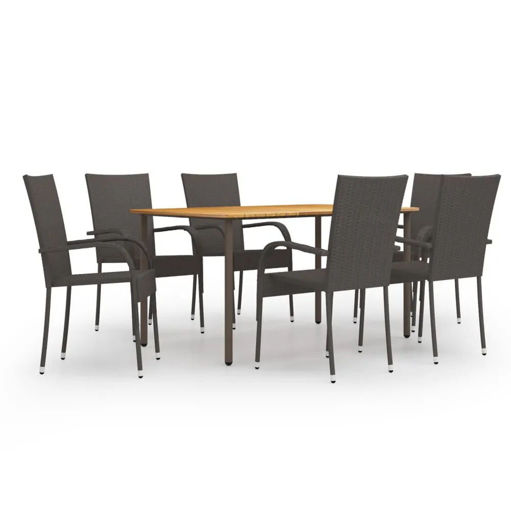 Klap- 7-delige Tuinset poly rattan bruin