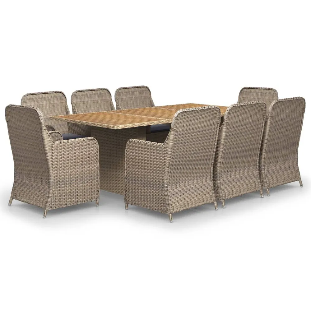 Klap- 9-delige Tuinset poly rattan bruin