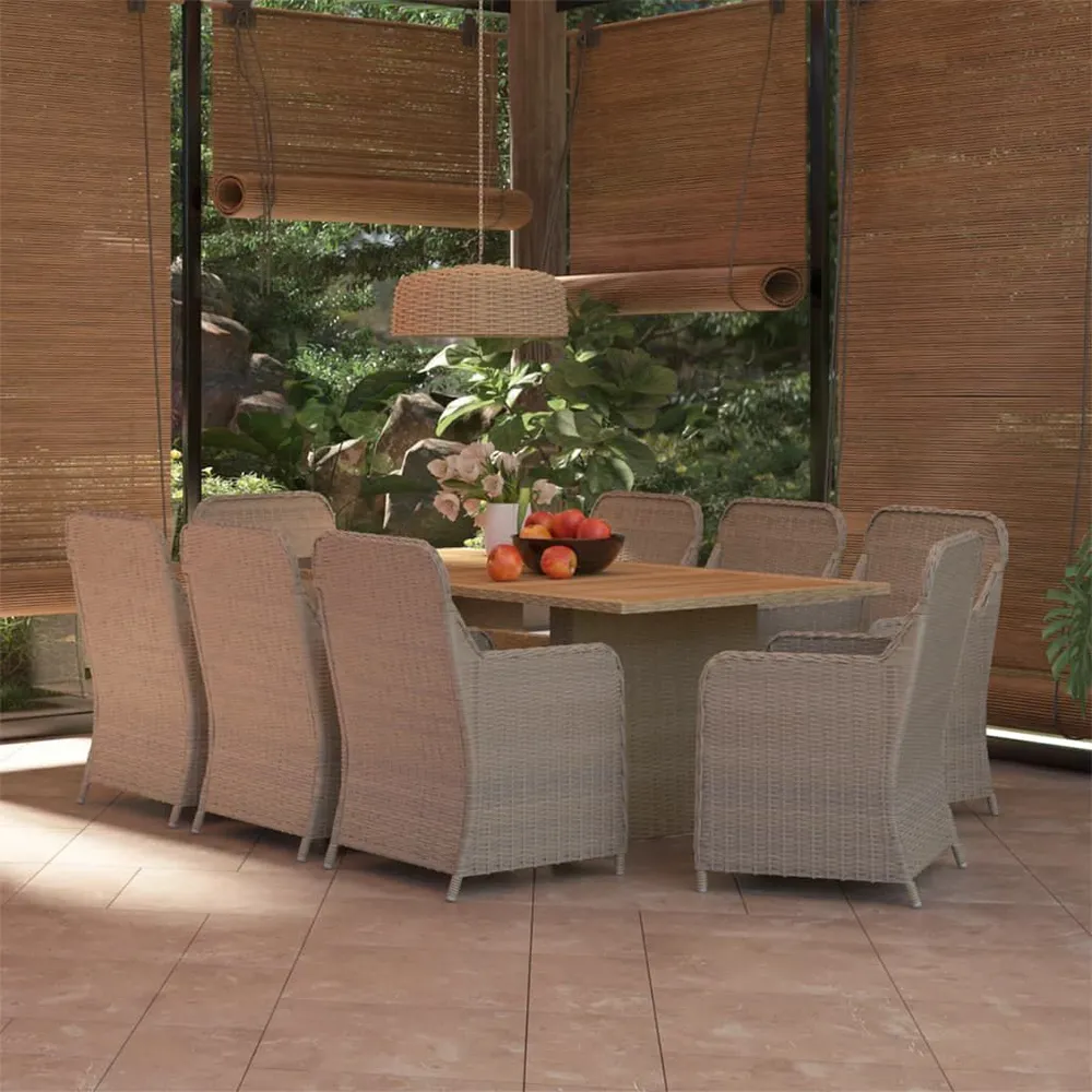 Klap- 9-delige Tuinset poly rattan bruin