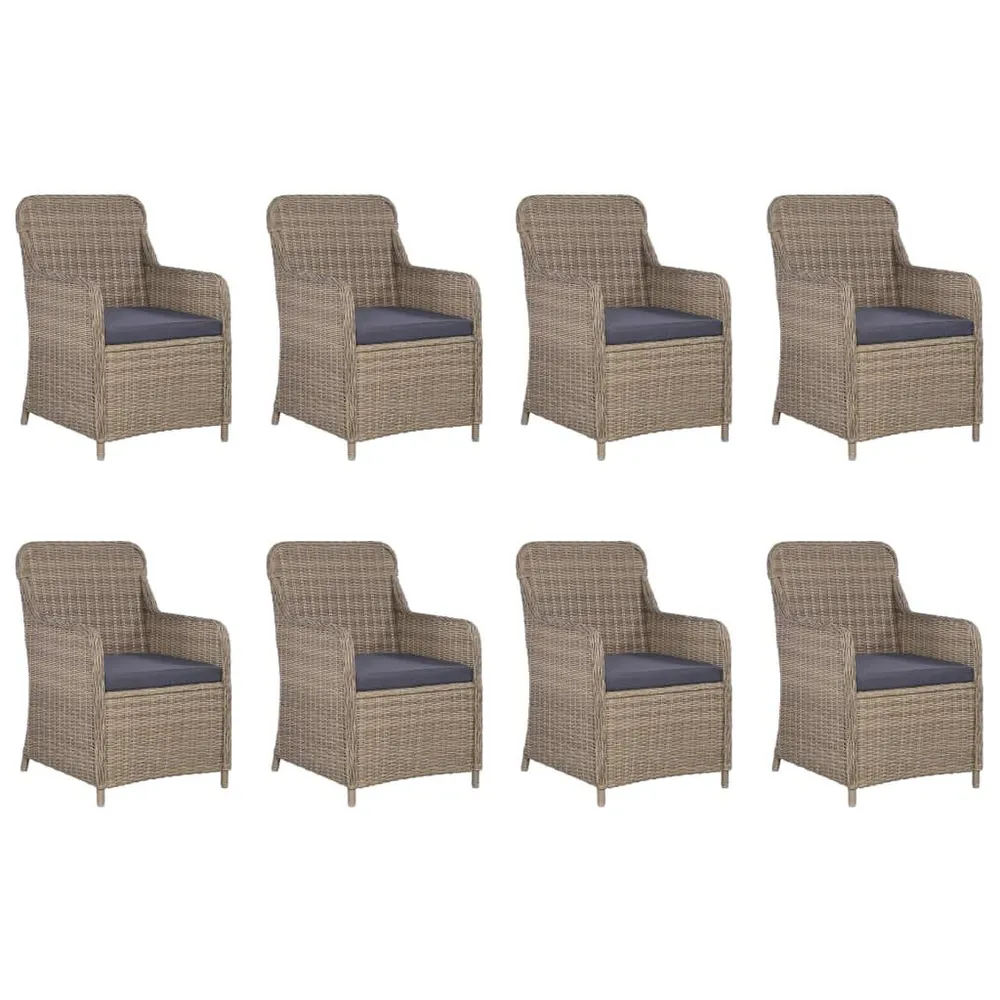 Klap- 9-delige Tuinset poly rattan bruin