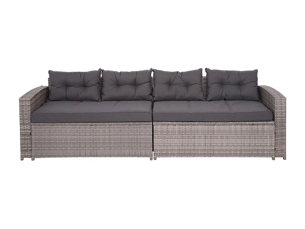 Klap- Poly-rattan set MCW-J34 (4-delig), grijs, Kussens donkergrijs