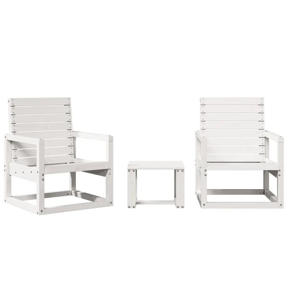 Lig- 3-delige Loungeset massief grenenhout wit