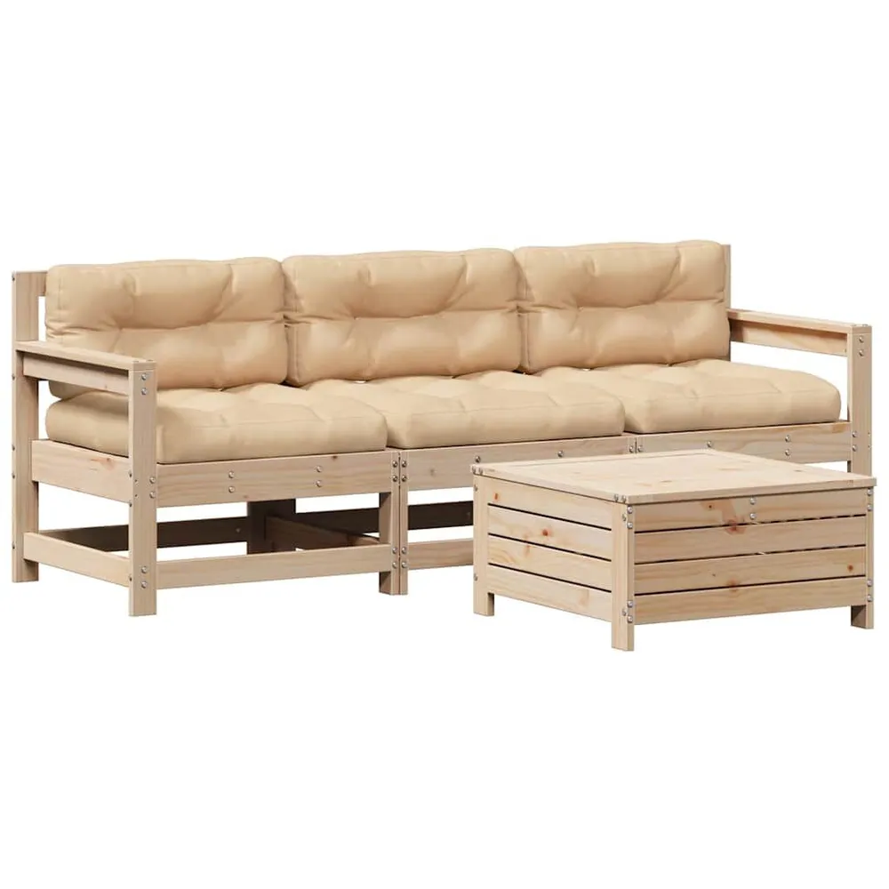 Lig- 4-delige Loungeset massief grenenhout