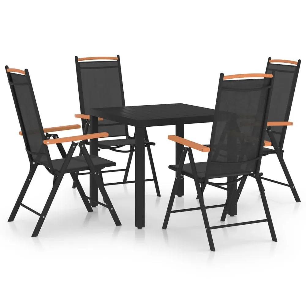 Lig- 5-delige Tuinset aluminium zwart