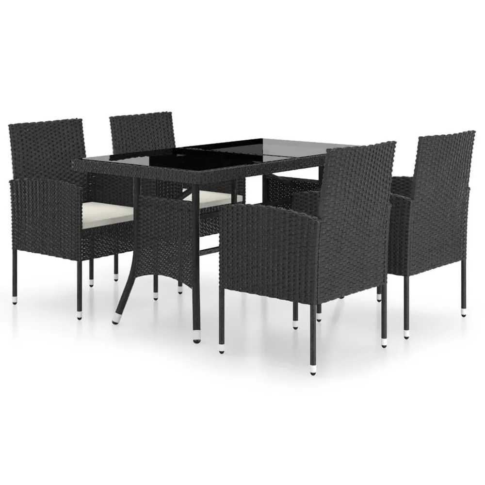 Lig- 5-delige Tuinset poly rattan zwart