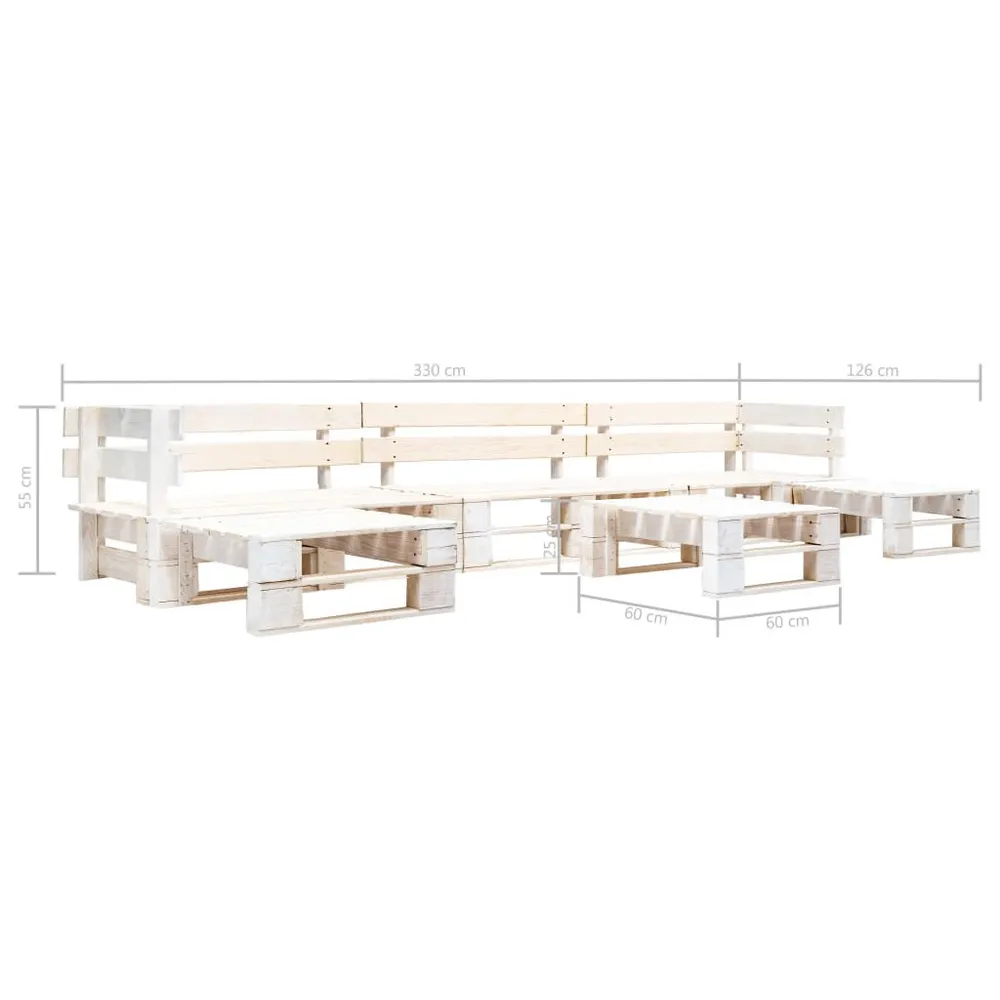 Lig- 6-delige Loungeset pallet hout wit