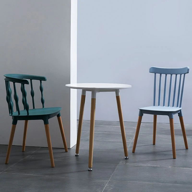 Lig- Scandinavian Beech Windsor Back Side Chair Candy Colors Wood Dining Chair (Set 4) Green