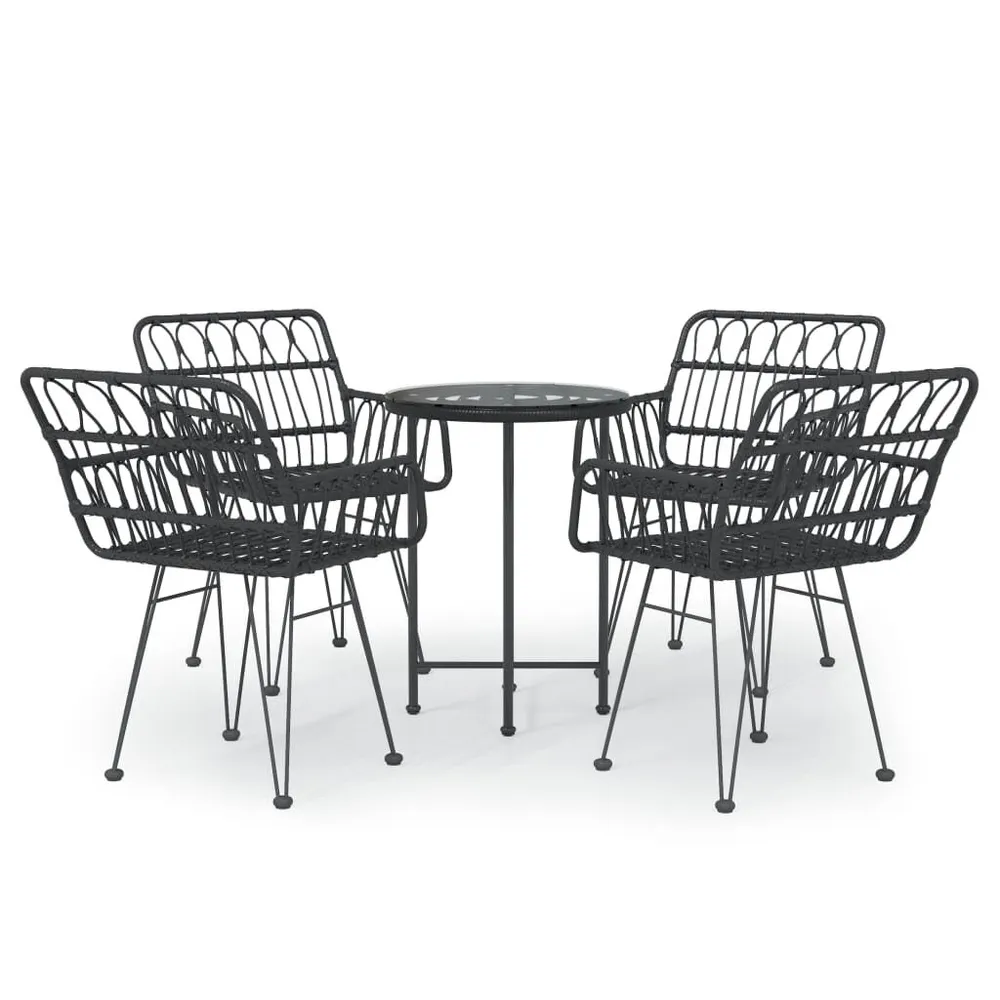 Met Armleuningen 5-delige Tuinset poly rattan zwart