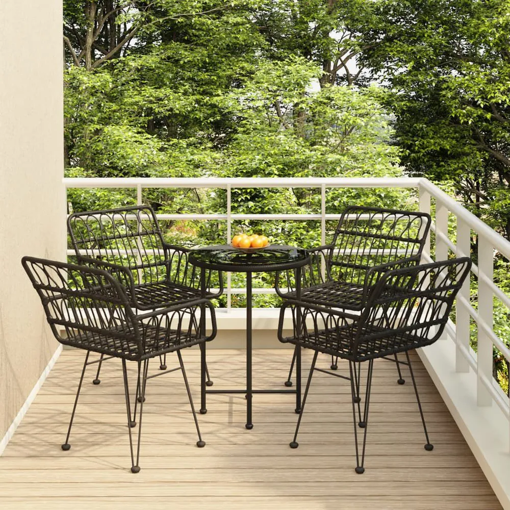 Met Armleuningen 5-delige Tuinset poly rattan zwart