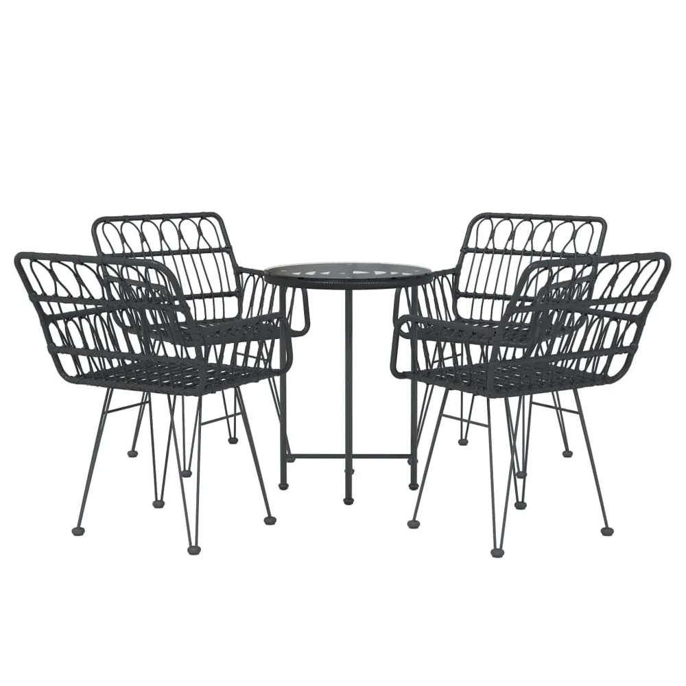 Met Armleuningen 5-delige Tuinset poly rattan zwart
