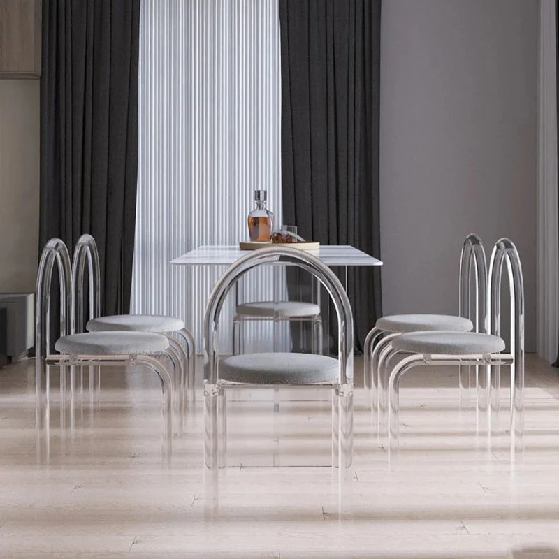 Minimalist 1/5/7 Pieces Dining Set Cushion Chair and Dubbel Pedestal Table Furniture