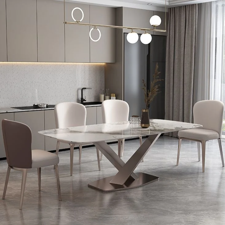 Pedestal 1/2/5/7 Pieces Dining Table Set Niet-roestend Steel Dining Table and Chairs - Snel Thuisbezorgd