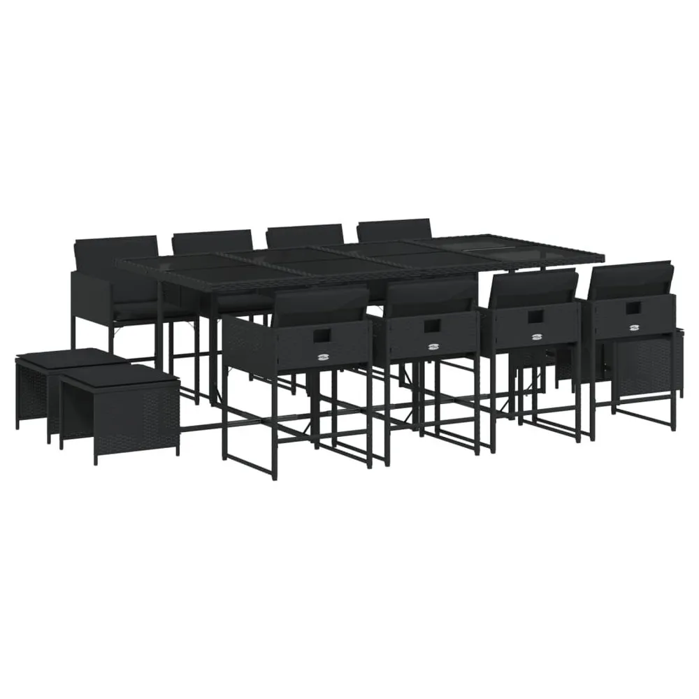 Relax 13-delige Tuinset met kussens poly rattan zwart