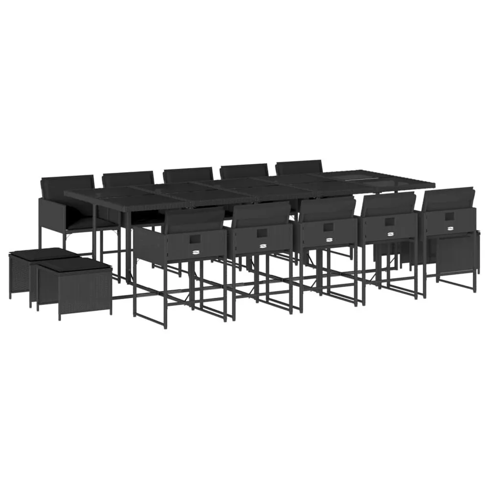 Relax 15-delige Tuinset met kussens poly rattan zwart