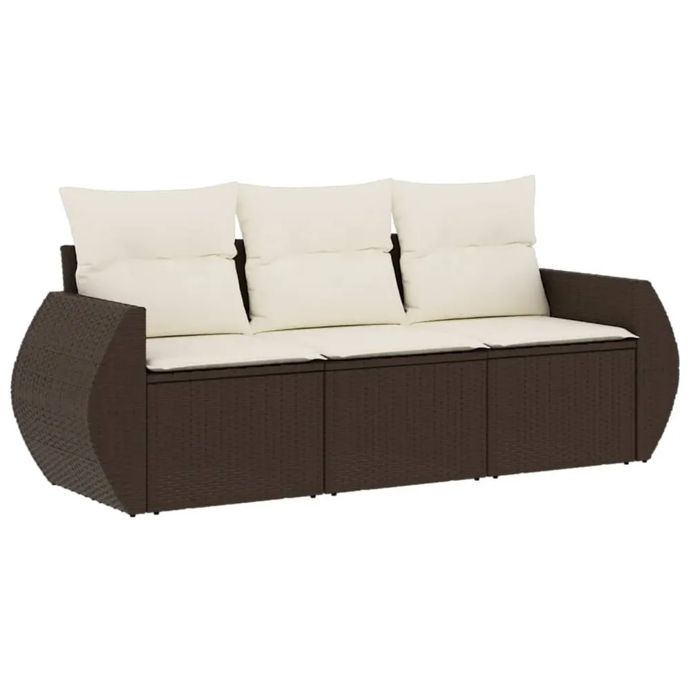 Relax 3-delige Loungeset met kussens poly rattan bruin