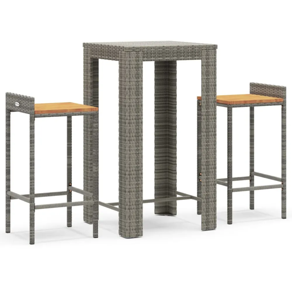 Relax 3-delige Tuinbarset poly rattan en massief acaciahout grijs