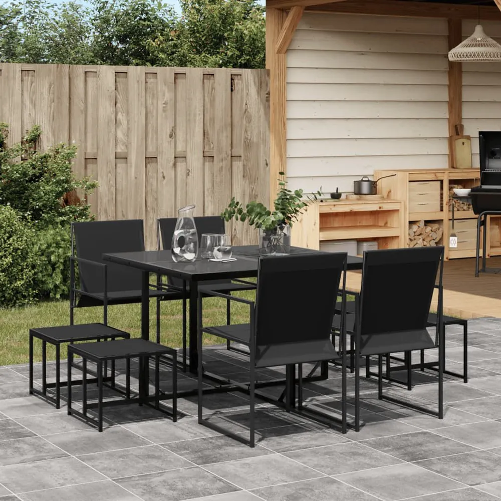 Relax 9-delige Tuinset textileen zwart