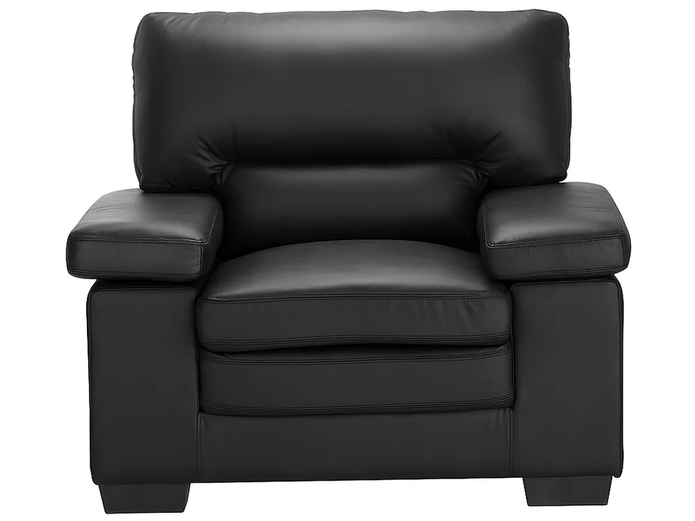 Relax Driezitsbank en fauteuilvan buffelleer MIMAS zwart
