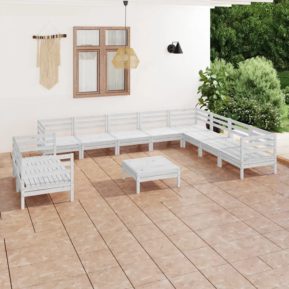 Schommel 11-delige Loungeset massief grenenhout wit