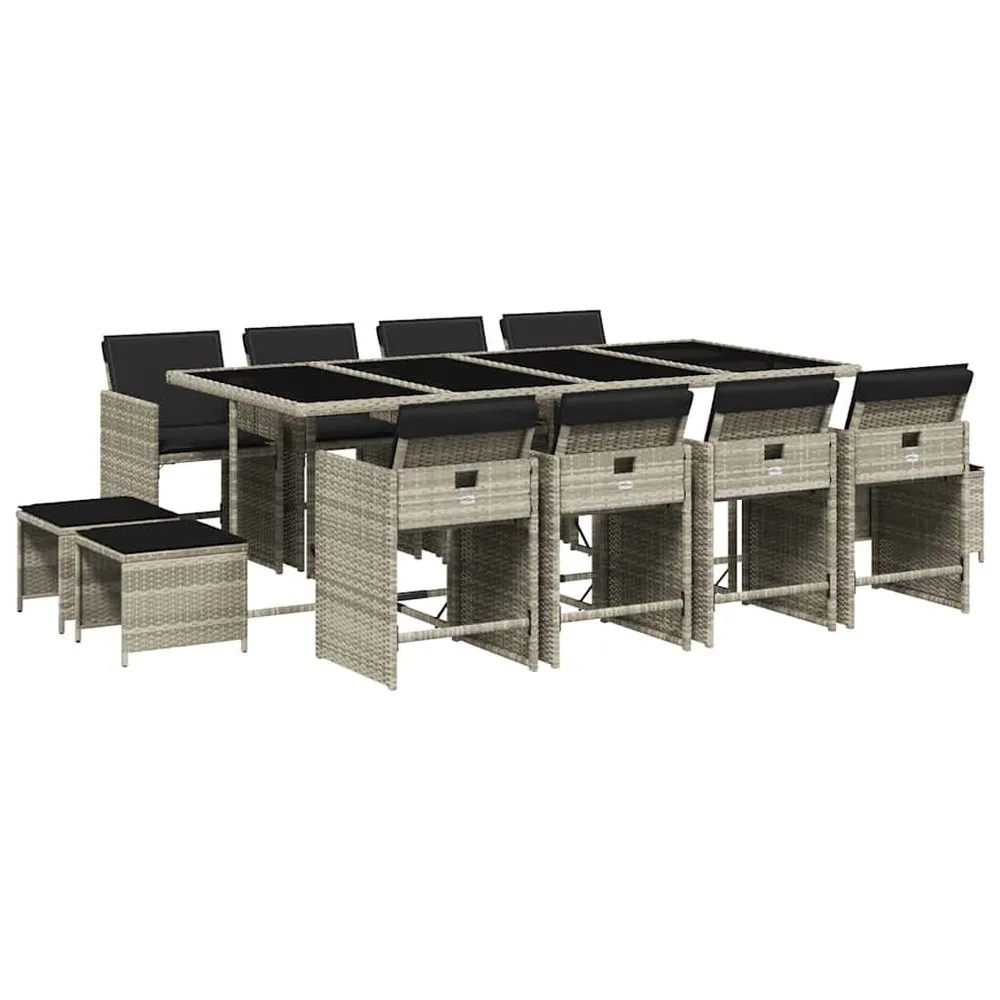 Schommel 13-delige Tuinset met kussens poly rattan lichtgrijs