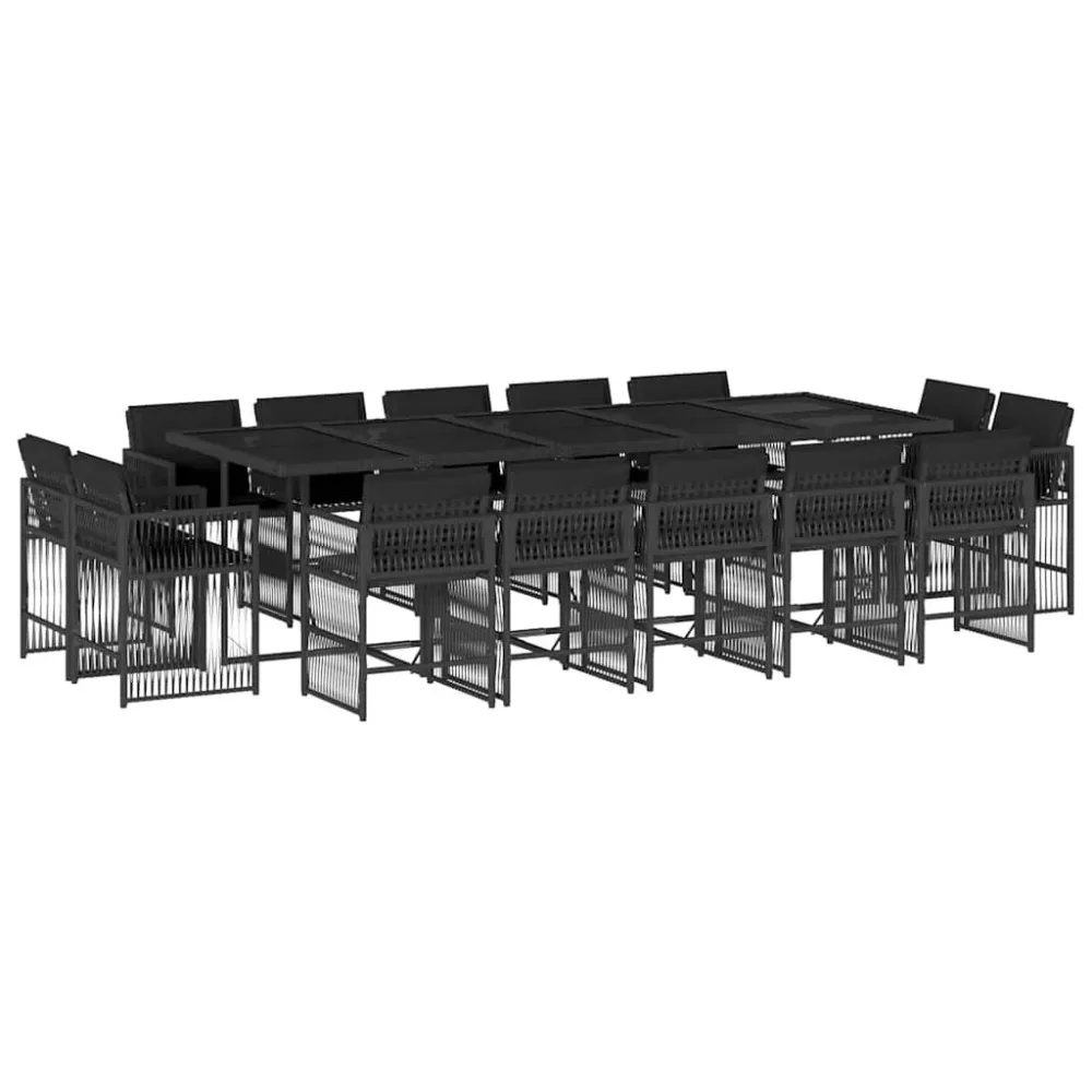 Schommel 15-delige Tuinset met kussens poly rattan zwart