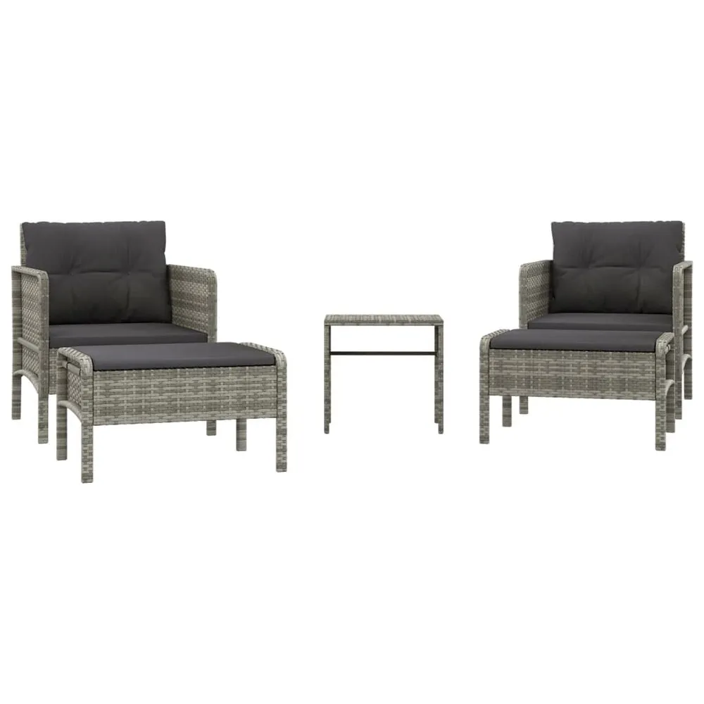 Schommel 5-delige Loungeset met kussens poly rattan grijs