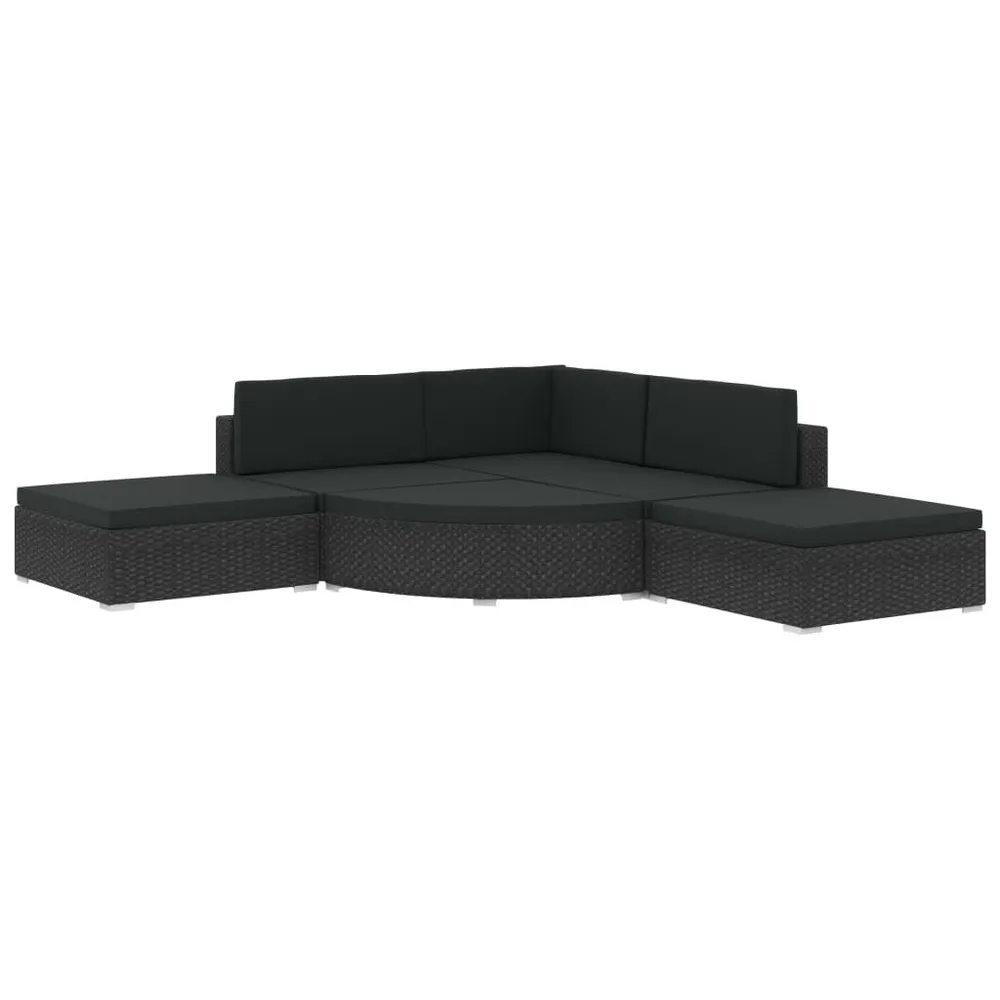 Schommel 6-delige Loungeset met kussens poly rattan zwart