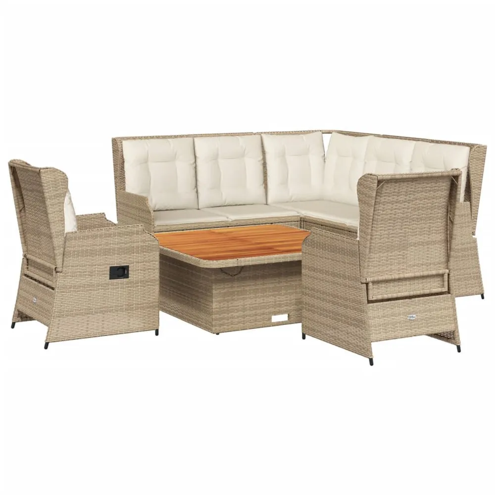 Schommel 6-delige Loungeset met kussens poly rattan lichtbruin