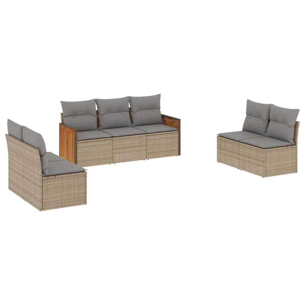 Schommel 7-delige Loungeset met kussens poly rattan ecru
