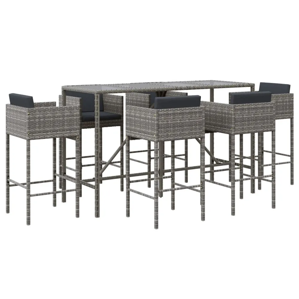 Schommel 7-delige Tuinbarset met kussens poly rattan grijs