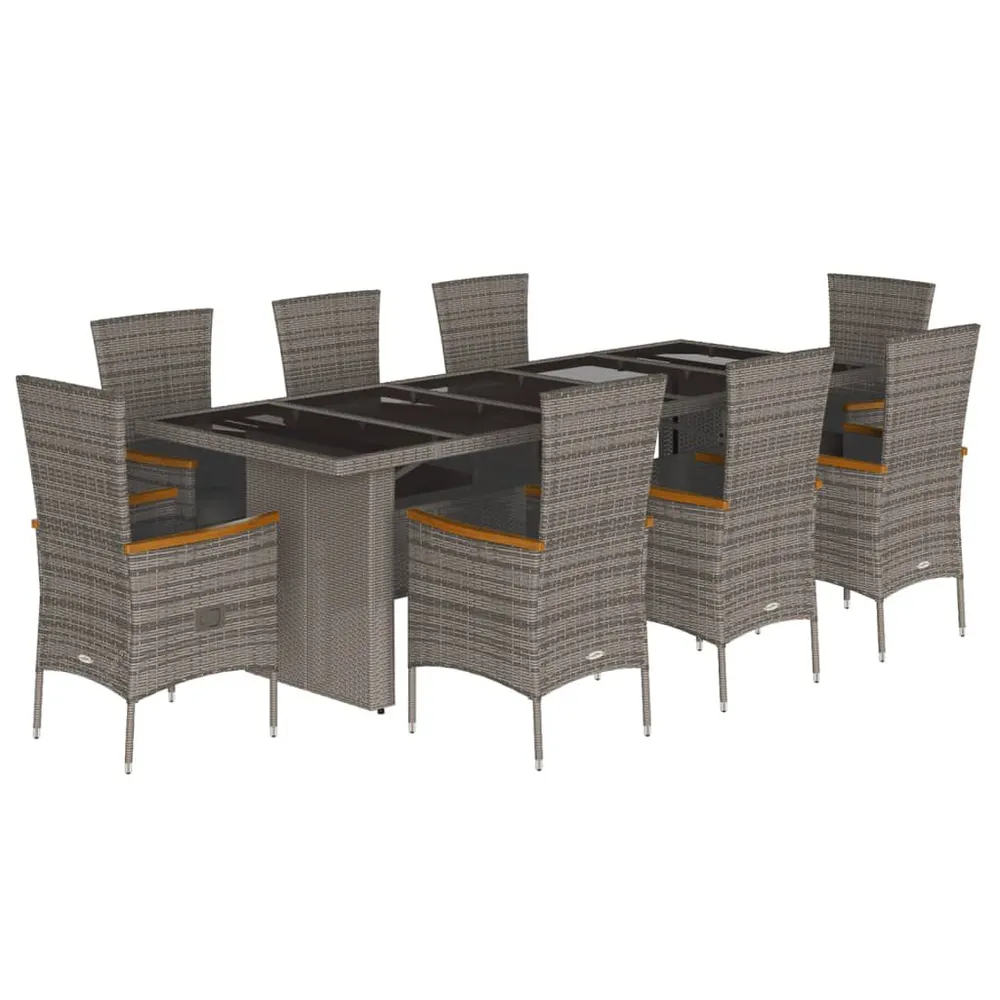 Schommel 9-delige Tuinset met kussens poly rattan grijs