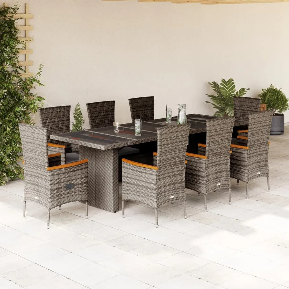 Schommel 9-delige Tuinset met kussens poly rattan grijs