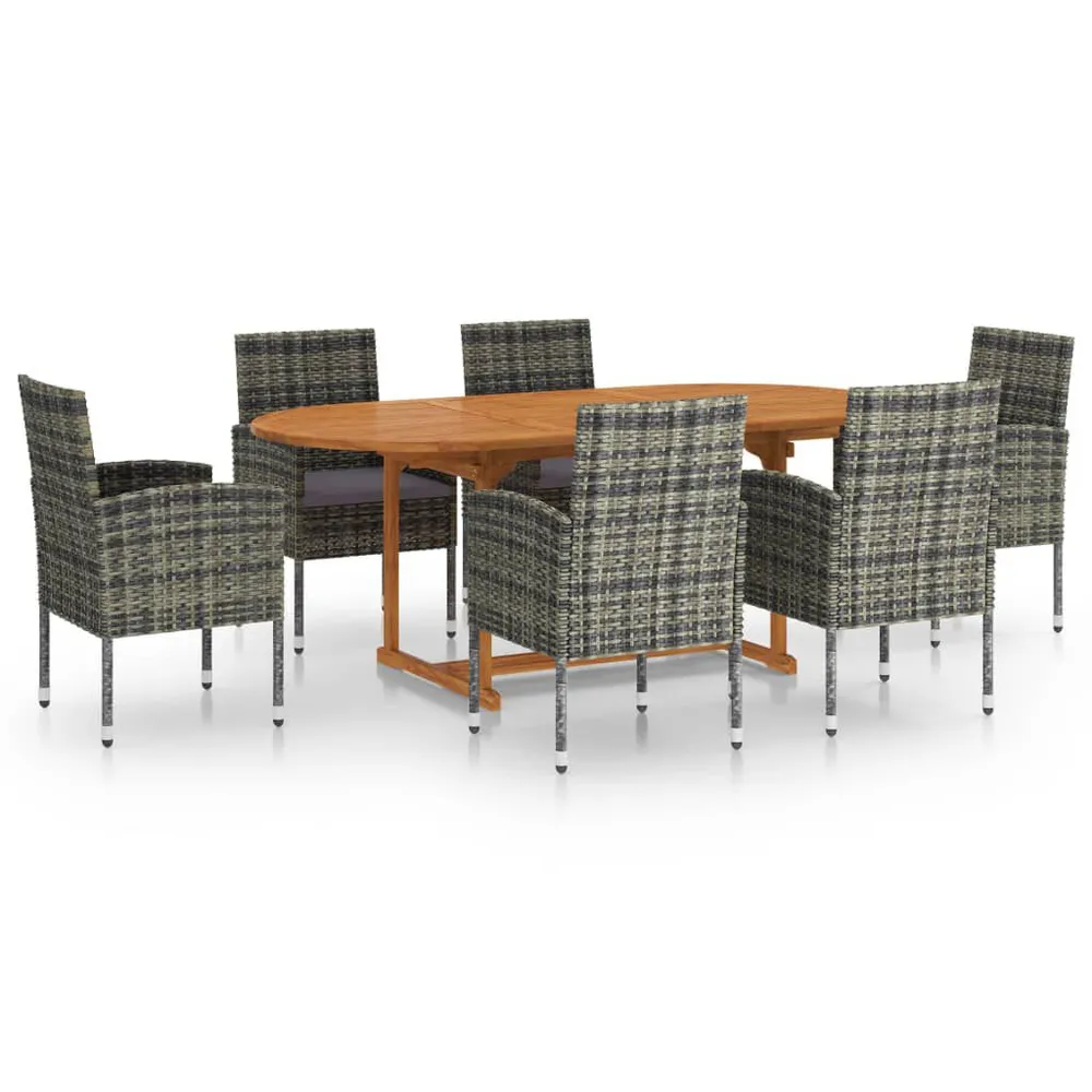 Stoel met 7-delige Tuinset poly rattan antracietkleurig