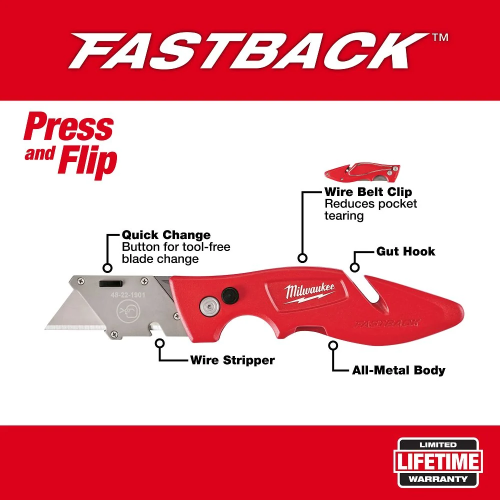 Pop-up Gazonberegenaar Milwaukee Tools Flip-Blade Utility Knife 48-22-1901