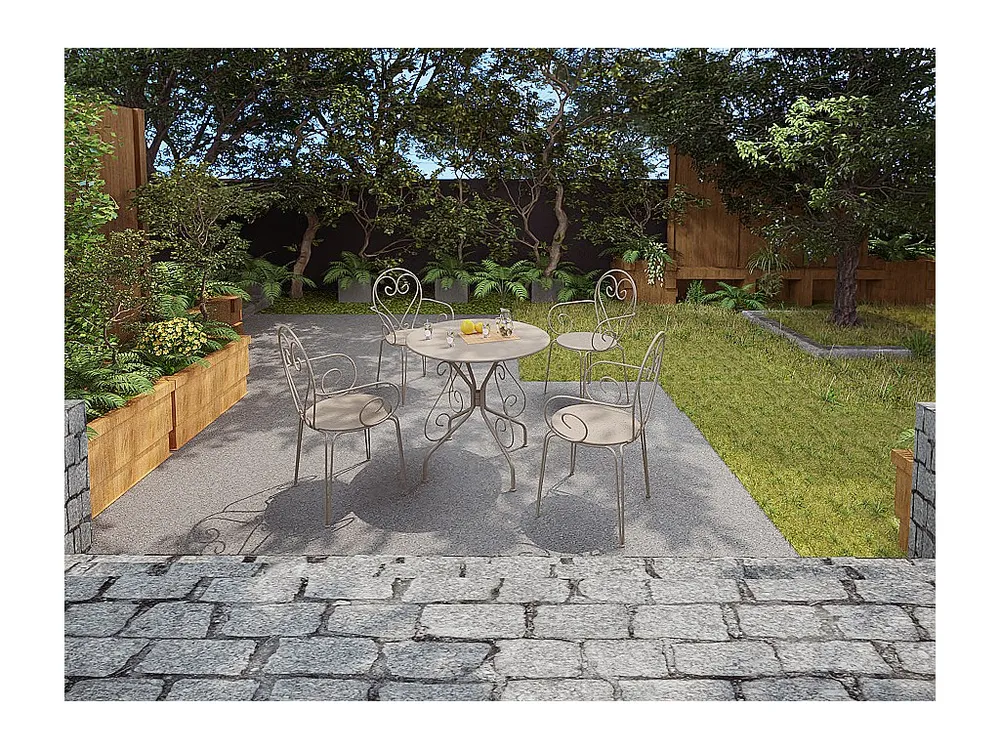 Set van 4 opstapelbare tuinsfauteuils van gietijzer - Beige - GUERMANTES MYLIA
